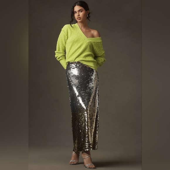 ANTHROPOLOGIE T.La ZURI SWEATSHIRT, SIZE XLARGE, LIME - Picture 3 of 4